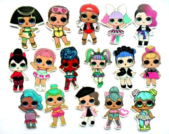 Great Set of Sixteen LOL SURPRISE DOLLS Resin Planar Flatbacks