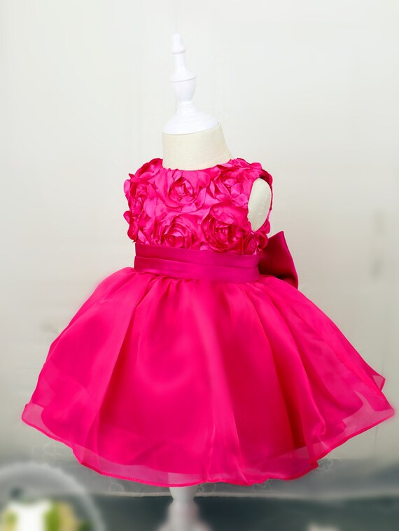 Hot Pink Toddler Thanksgiving Dress Baby Christmas Dress