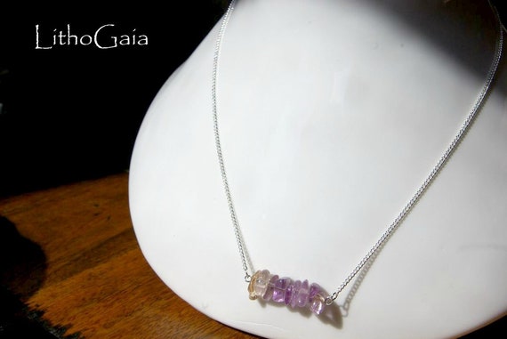 Ametrine Bar necklace, Silver 925 necklace, Ametrine Gemstone bar choker necklace, birthstone necklace, ametrine jewelry, minimalist