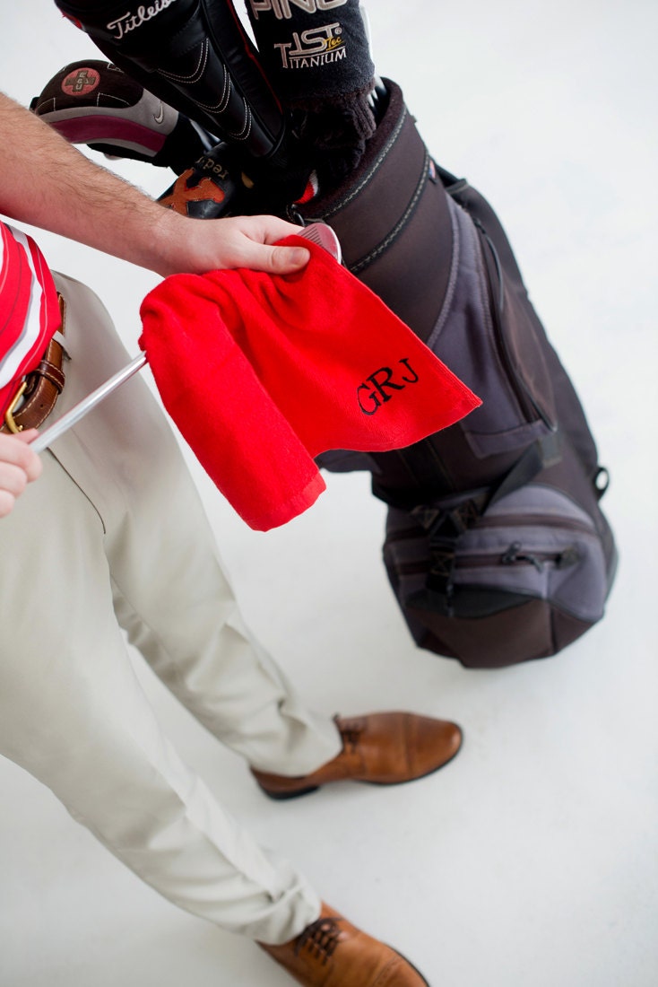 Red Golf Towel Monogram Golf Towel Men's Gift Sports