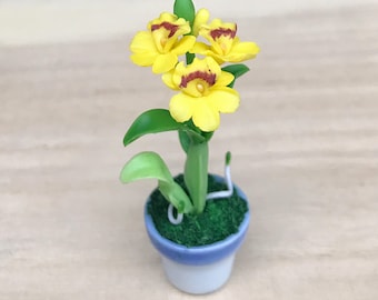 Miniature Flower,Miniature Flower Pot,Miniature Orchid,Dollhouse Flower,Miniature Garden,Dollhouse Orchid,Orchid Flower