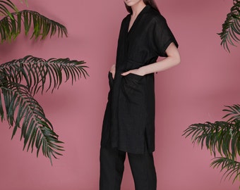 Black linen pants women, black linen trousers womens, eco organic soft linen, summer linen pants