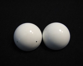 Vintage Round White Puffy Metal Clip Earrings