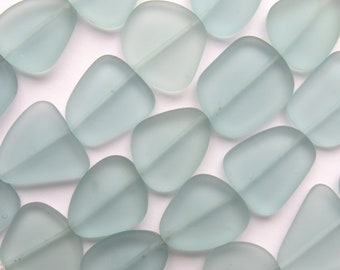 Sea Glass BEADS U-Pick Blue Seafoam 21-25mm Freeform 5 Strand Hank 5 pc ea making sea glass jewelry