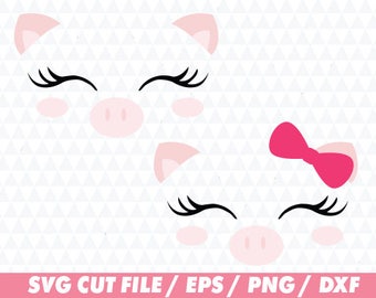 Pig svg, Cute face svg, Cute pig svg, Pig cricut, Flower svg, Cute animals svg, Animals svg, Animals cricut, Cute svg, Bow svg, Bow cricut
