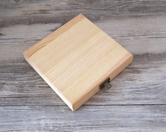 CD blank wedding case, unfinished plain solid wooden CD box, storage, keepsake, holder, couple memory box