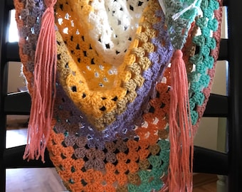 Cowgirl Up, hand crocheted bandanna .
