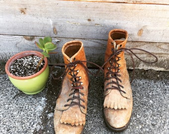 Size 9 W / 7.5 M Durango lace up roper boots tough tan leather