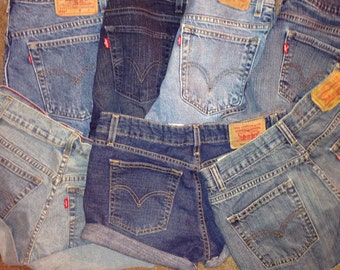 Levi's High Waisted Shorts /LEVI'S Denim Cutoff Shorts custom fit Vintage Button Fly 501's or Zip Fly Levi Jean Shorts All Sizes High-waist