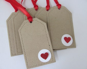 Red Hearts Valentines Day Tags, Valentine's Day, Gift Tags, Favor Tags, Valentine Tags, Valentine Gift Tags, Kraft Gift Tags, Red Gift Tags