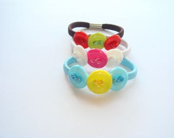 children's hair elastic pastel color buttons
