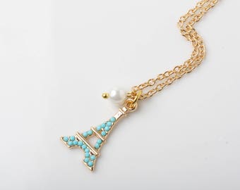 Eiffel Tower Necklace, Eiffel Charm Necklace, Paris Necklace, gold Eiffel Tower Necklace, Paris Jewelry, friend gift, Dainty Necklace