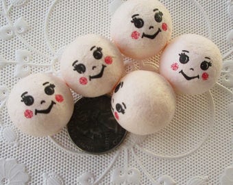 Spun Cotton Heads 10 Elf or Doll Pixie Angel Faces Czech Republic 22mm Style E