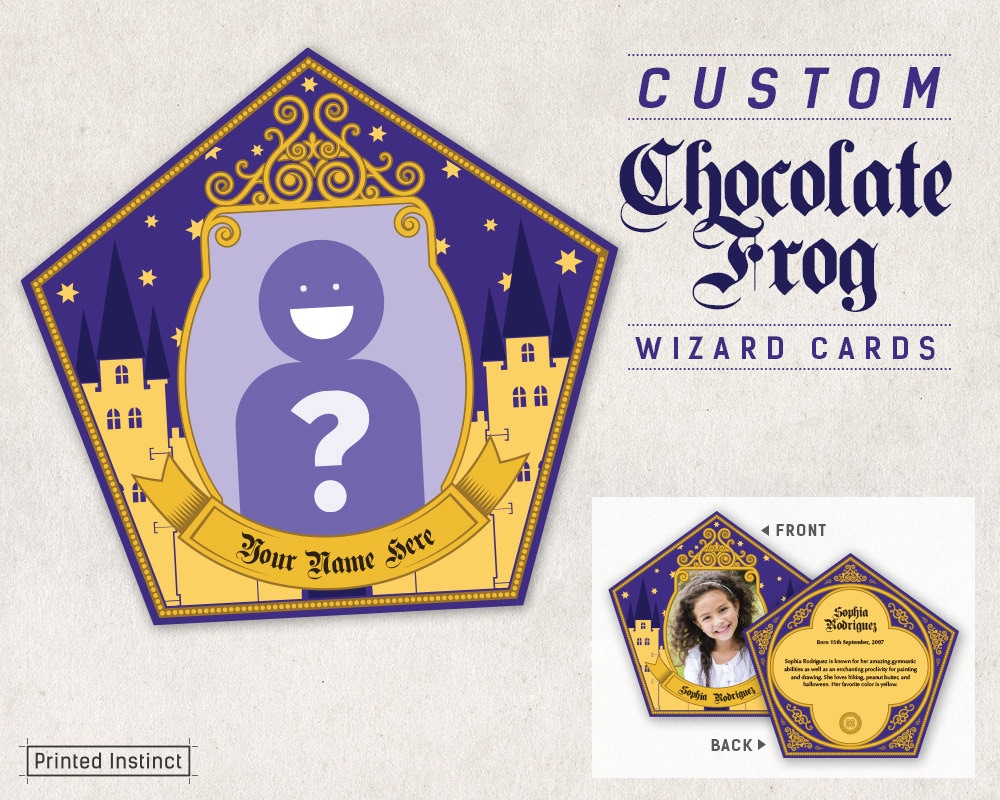 Harry Potter Party Custom Printable Chocolate Frog Cards