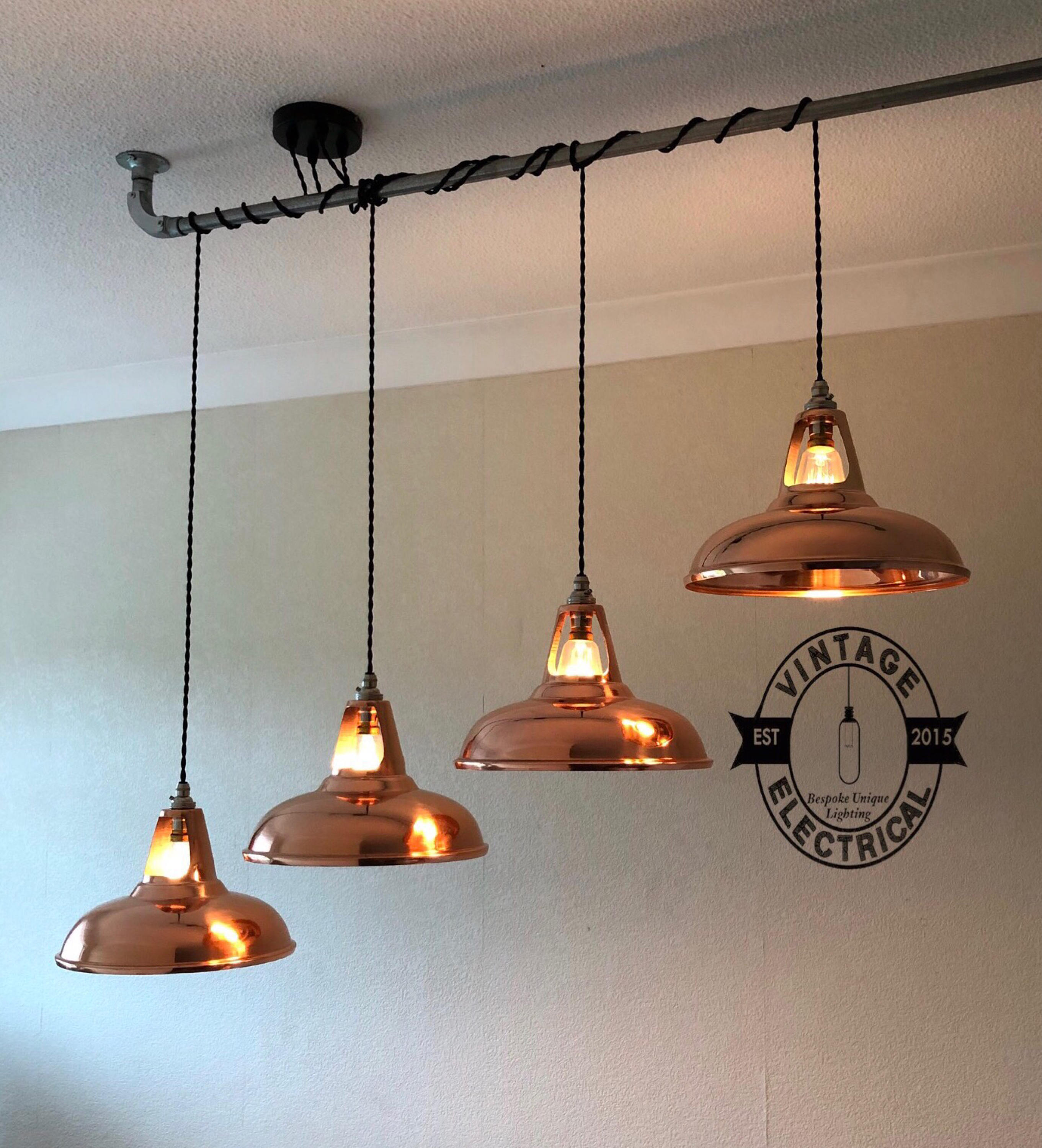 The Burnham Copper Edition 4 x pendant drop light hanging lights
