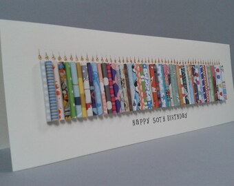 Large 50TH Birthday Candle Card, Can be Personalised with a name. Can be Customised to 51,52,53,54,55.