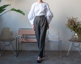houndstooth pleated baggy trousers / plaid pants / baggy pants / US 10 / 28 waist / 3614t / B9