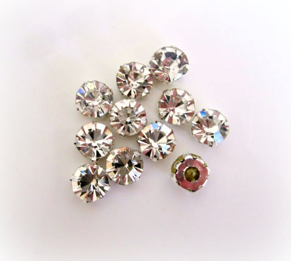 10mm Large Sew on Rhinestones. Glass Rhinestones. 10 pcs