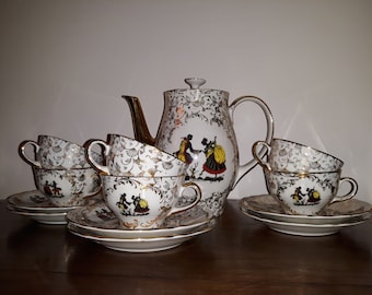 RICHARD GINORI Coffee Service for 6 porcelain-gold decors-Vintage