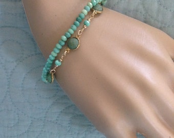 Green moss opal and chrysoprase bracelet