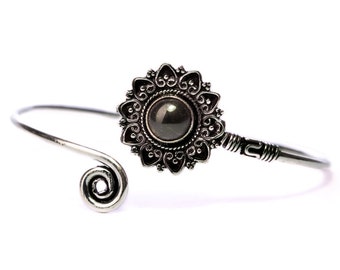 Boho Tribal Bangle Black Onyx Gemstone Bracelet Adjustable Gift Boxed + Giftbag + Free UK Delivery WBB29