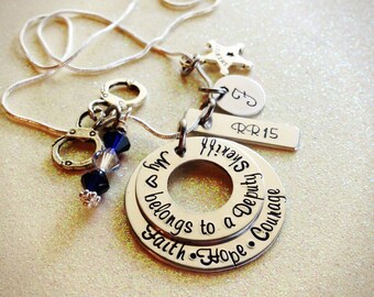 Custom Hand Stamped Sheriff Deputy Wife and Girlfriend Necklace