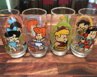 Flinstone Glasses (Pizza Hut Retro 1986) Set of 4