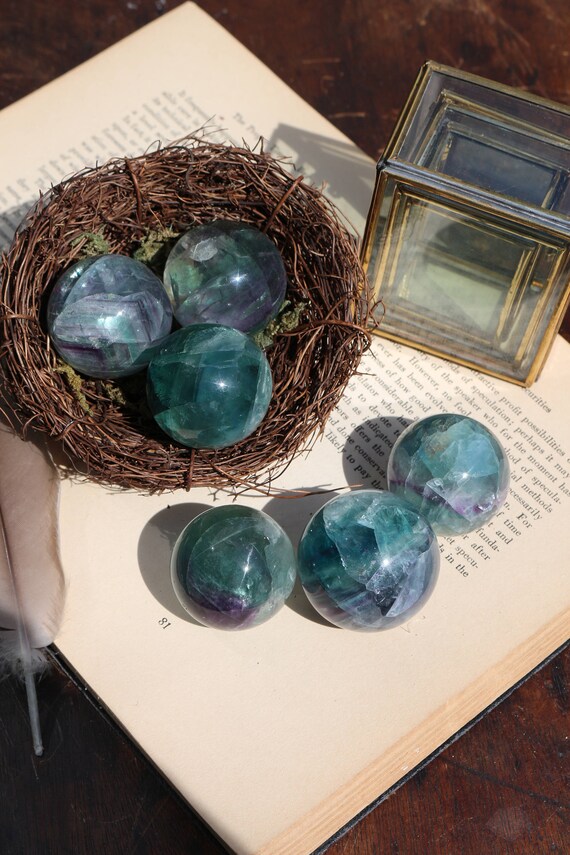 Fluorite Sphere 40mm, Small Fluorite Sphere, Purple and Green Fluorite, Magic Crystal Ball, Fluorite Orb, Unisex Gift, Stocking Stuffer