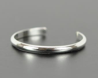 Sterling Silver Toe Ring, Adjustable Half Round Toe Ring, Kristin Noel Designs
