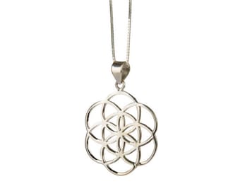 Seed of Life Sterling Silver Pendant Necklace Spiritual jewellery Yogi Jewellery Geometry Jewellery Handmade Free UK delivery