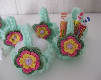 miniature crochet X 6 with flower baskets