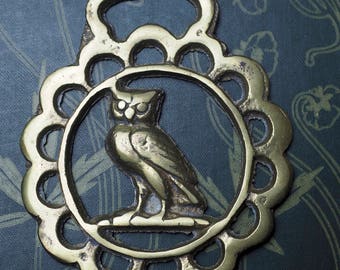 Vintage or Antique Owl Horse Brass - For Wisdom - Folk Magic, British, Pagan, Wisdom - Rare