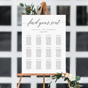 ON SALE - 7 Sizes Wedding Seating Chart Template, Editable Wedding Table Seating Chart Sign Instant Download Modern Find Your Seat