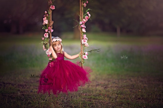 Burgundy Flower girl dress, Christmas tutu dress, bordo tutu dress, bridesmaid dress, princess dress, crochet top tulle dress, crimson dress