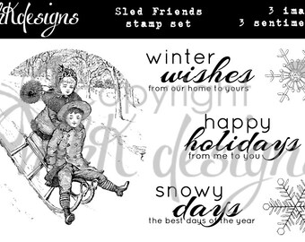 Sled Friends Digital Stamp Set