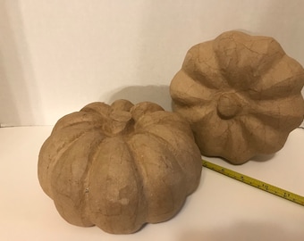 2 LARGE Paper mache Pumkins ready to paint decorate, 6 x 4 inch (BR44)