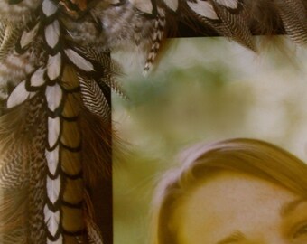 2018 Artistic Picture Frame - "Golden" - 8 x 10 Frame Embellished With Feathers and Jewels