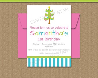 Christmas Invitation Template - Modern Christmas Invitations - Holiday Party Invites Instant Download - Christmas Pregnancy Announcement C1