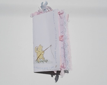 Classic Pooh B/Traveler's Notebook/Junk Journal/Handmade/TN inserts/Shabby Chic/Lace/Vintage/Pastel Colors/Memory Keeping/Scrapbooking