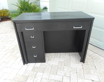 Authentic 1940's Expand-O-Matic Roll Bar Wood Desk by the Saginaw Furniture Shops Marked L1221 Patent Pending~Perfect for Tiny Spaces