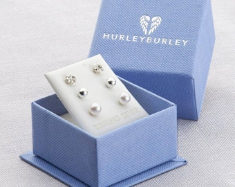 A Set Of Three Pairs Of Sterling Silver Earrings (HBE01)