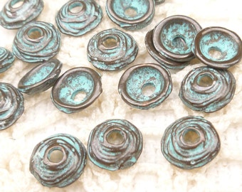 Small Swirl Bead Cap, Rustic, Patina, Mykonos Casting Beads (8) - M43 - X3333