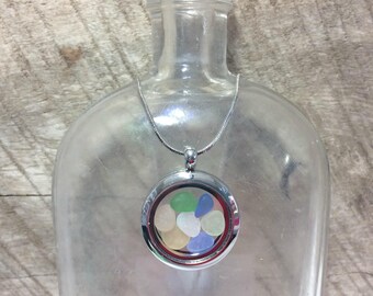 Sea Glass Locket, Memory Locket, Beach Glass Jewelry, Floating Locket, Pastel Sea Glass, Sea Glass Jewelry, Silver Locket, Keepsake Jewelry