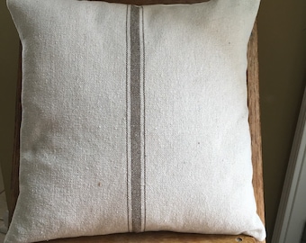Grain Sack / Ticking Pillow Cover Tan Stripe Grain Sack Pillow Grain Sack Ticking Pillow Stripe Grain Sack Pillows