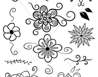 Download SVG Hippie Flowers Digital Clipart Images Floral Graphics