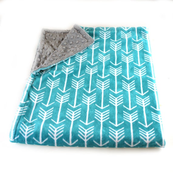 Adult Minky Blanket, Personalized Blanket - Teal Minky Throw Blanket / Twin Blanket // Arrow Blanket // Soft Blanket // Name Blanket