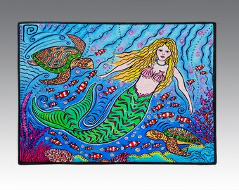 Mermaid and Sea Turtles, 18" x 24" Door Mat, Floor Mat, Home Decor
