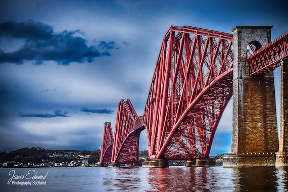 Edinburgh Digital Download, Forth Bridge, Landscape Photography, Scottish print, wall art, fine art photography, river, Scottish photography