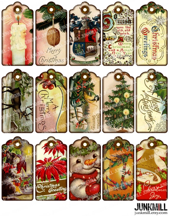 Items similar to VICTORIAN GIFT TAGS - Digital Printable Collage Sheet - Vintage Holiday Hang ...