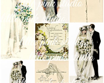 A Vintage Wedding 01, Printable Collage Sheet (digital download, printable)